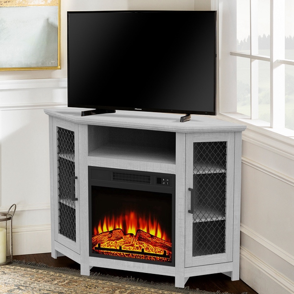 Rena corner tv stand with fireplace discount