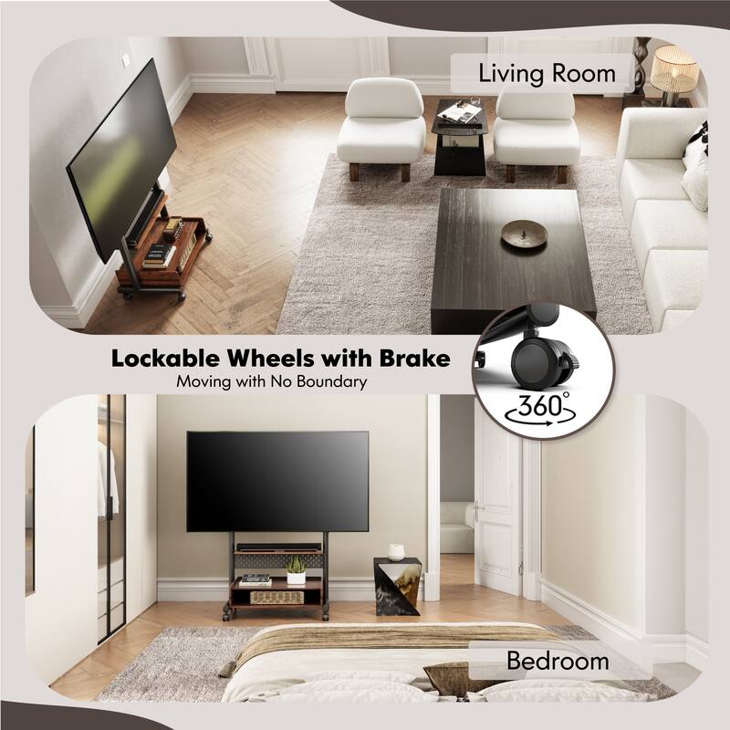 FITUEYES Rolling Floor TV Stand Mount for 40-85 Inch TVs