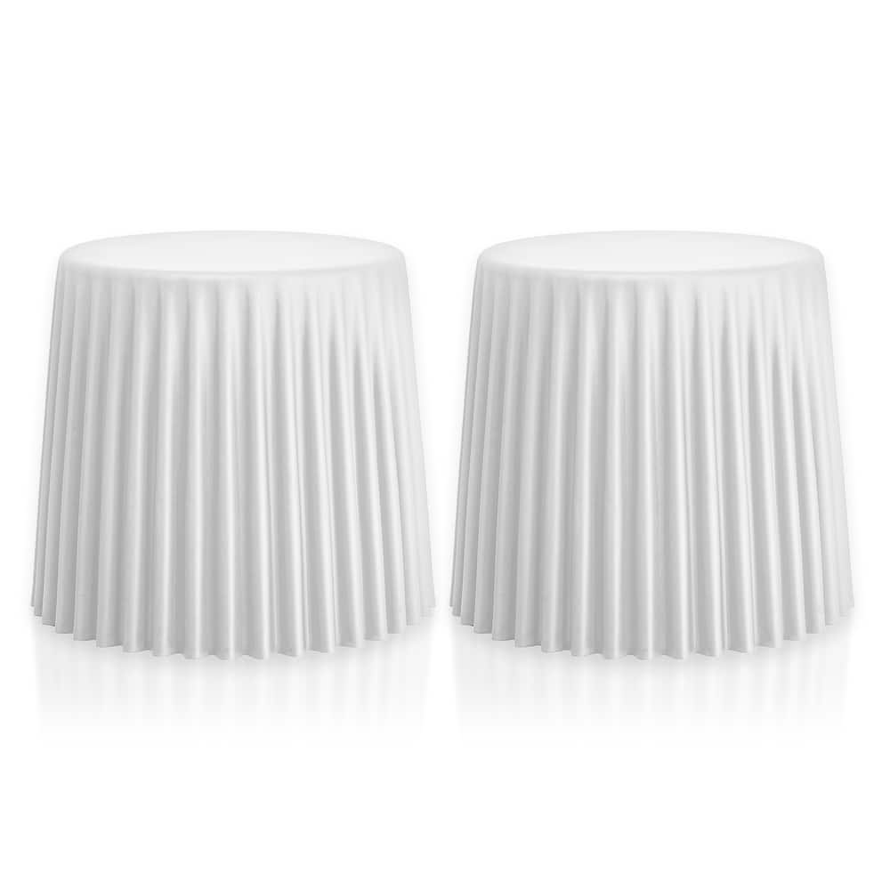 Set of 2 Modern Plastic Cupcake Stools – Stackable Storage Ottomans, Side Tables, or Extra Seating for Living Room or Bedroom