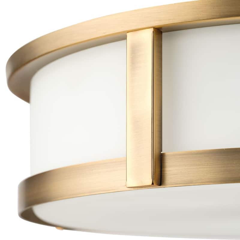 Gilliam Collection Three-Light Vintage Brass New Traditional Flush Mount - 16.12 in x 16.12 in x 4.37 in