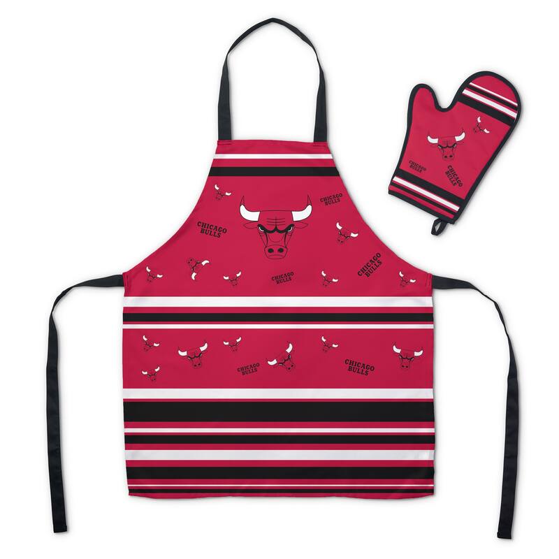 NBA Press Apron BBQ Mitt 2-piece Set - 24" x 28" - Chicago Bulls