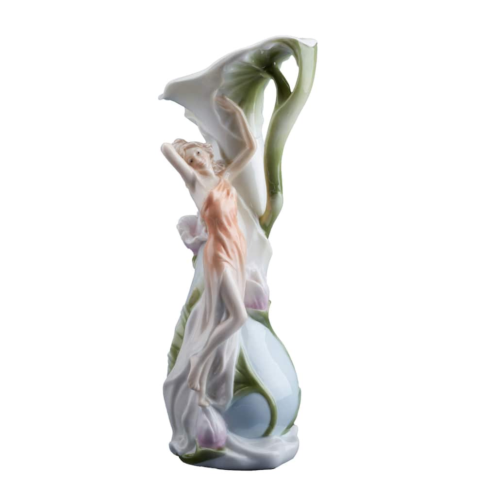 Charis 11.22" height Leaning Girl Vase bronze Fine Porcelain