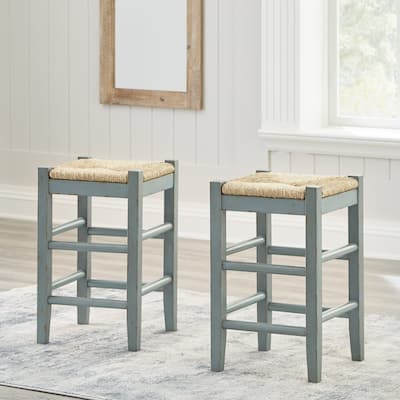 Ashley Furniture Mirimyn Teal Stool (Set of 2) - 15"W x 15"D x 24"H