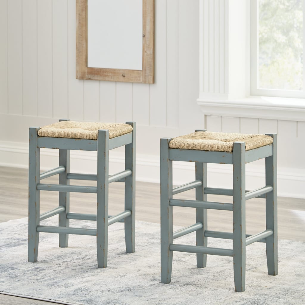 Ashley Furniture Mirimyn Teal Stool (Set of 2) - 15"W x 15"D x 24"H