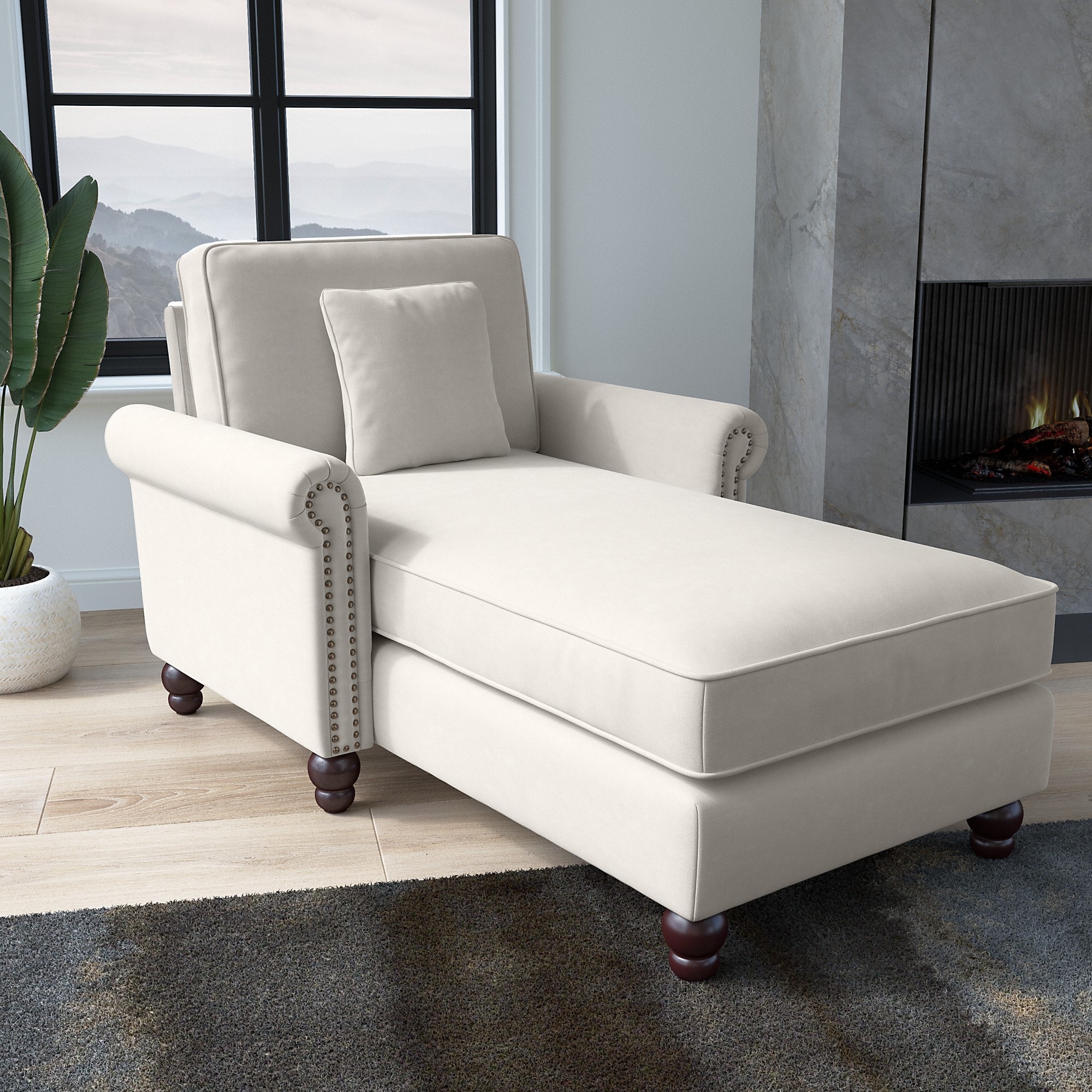 Coventry Chaise Lounge with Arms by Bush Furniture On Sale Bed