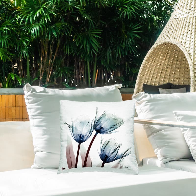 Stupell Contemporary Blue Tulip Trio Printed Outdoor Throw Pillow Design by Albert Koetsier