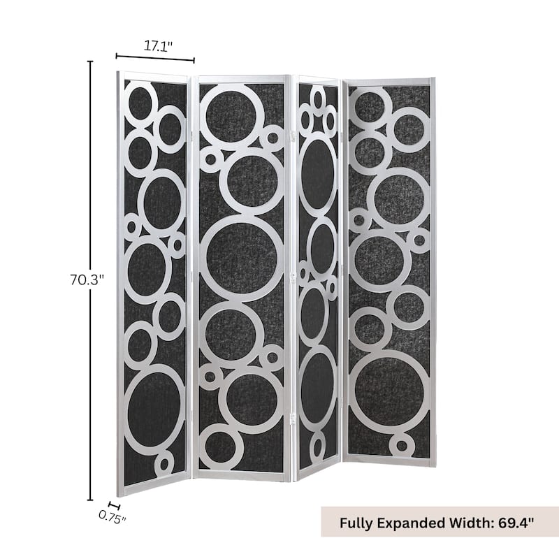 Roundhill Furniture Tavari 4-Panel Room Divider, Decorative Folding Freestanding Privacy Screen