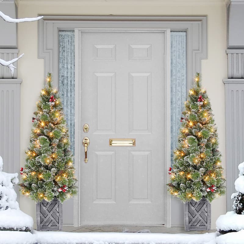 Puleo International 5 ft. Pre-lit Potted Vancouver Pine Artificial Christmas Tree