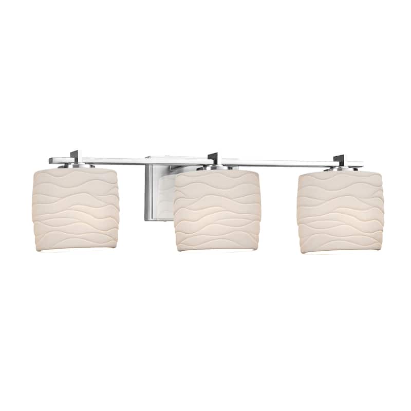 Justice Design Limoges Era 3-light Polished Chrome Bath Bar, Waves Oval Shade