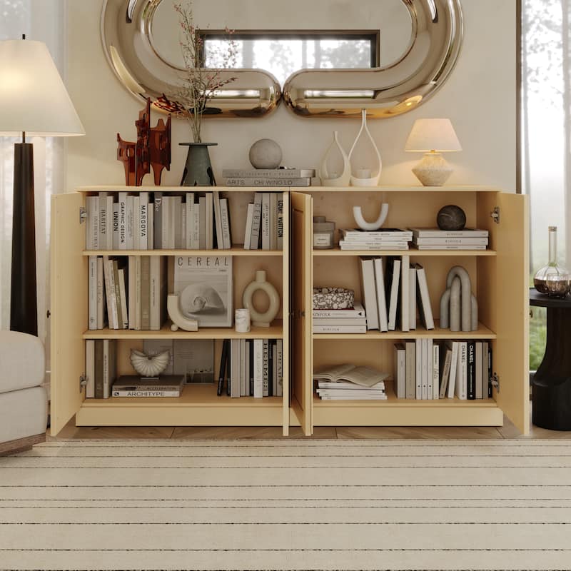 100% Solid Wood Sideboard with Glass or Solid Wood Doors by Palace Imports - 64" x 35.75"