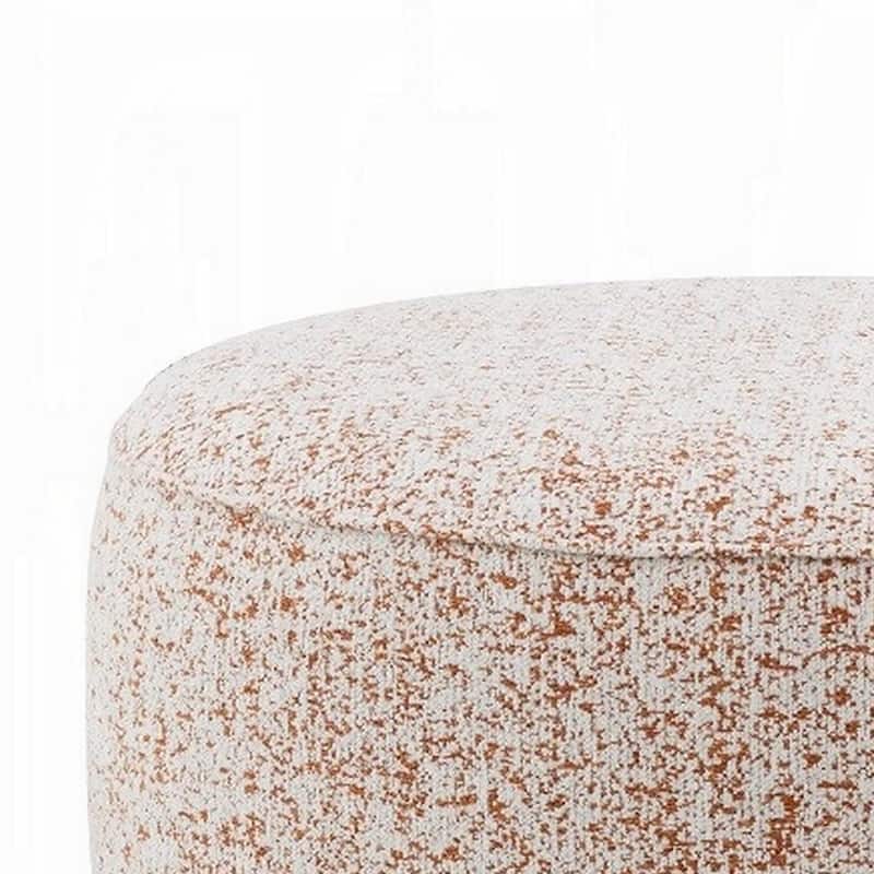 Sarah Ottoman, Round 39 Inch, Modern Style White Red Patterned Boucle