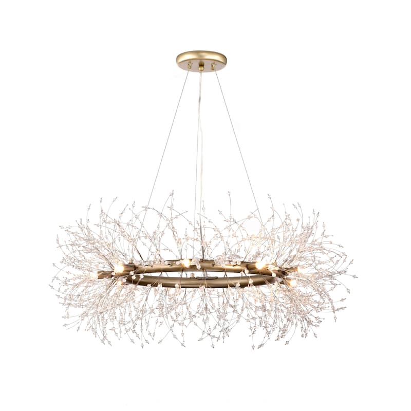 Liria 9-Light Brushed Silver-ish Champagne Beads Firework Chandelier