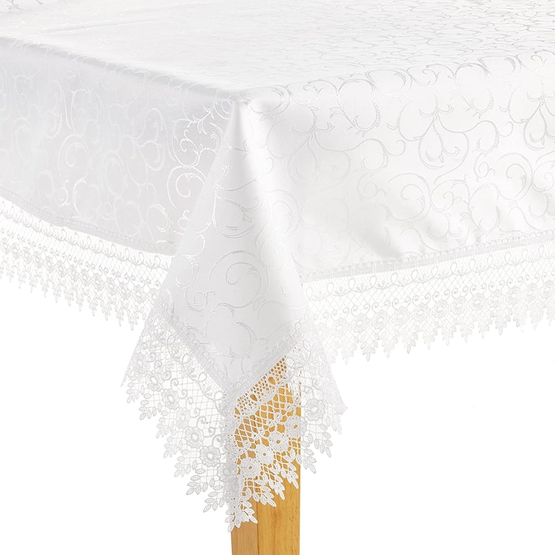 Violet Linen Flower Bow Vintage Lace Pattern Tablecloths