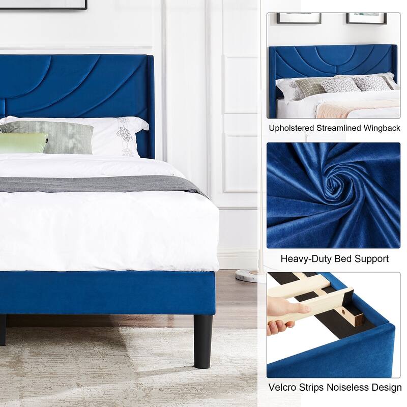 Bedroom Sets, 3-pieces Bedroom Set with Height Adjustable Upholstered Bed and Nightstands Set of 2-VECELO, 15 Style Options