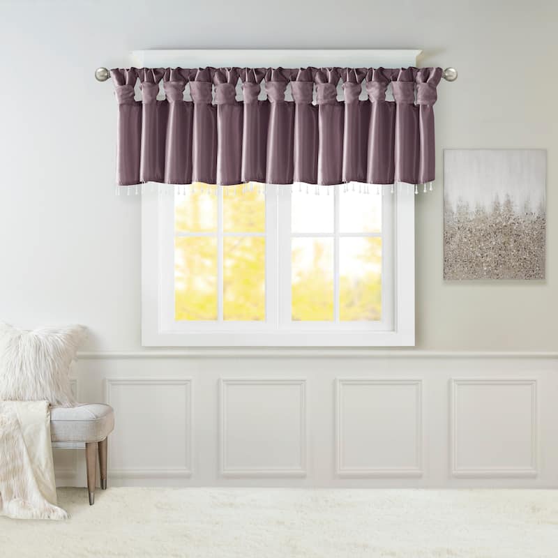 Madison Park Natalie Lightweight Faux Silk Valance with Beads - 50x26"