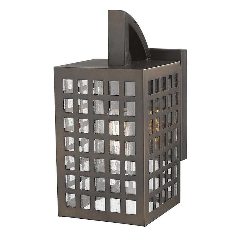 Outdoor Wall Flush Mount 1-Light with Glass Shade and Steel Wet Rated Fixture LED A19 Compatible - 10.75" H x 5" W x 7" D
