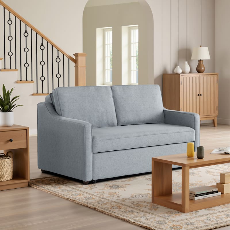 Serta Carey Convertible Sofa in Chenille Fabric - Light Grey