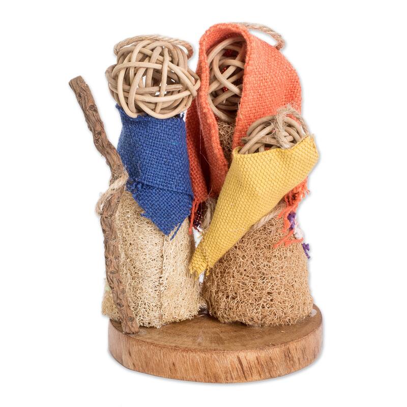 Novica Handmade Bethlehem Miracle Natural Fiber Nativity Sculpture