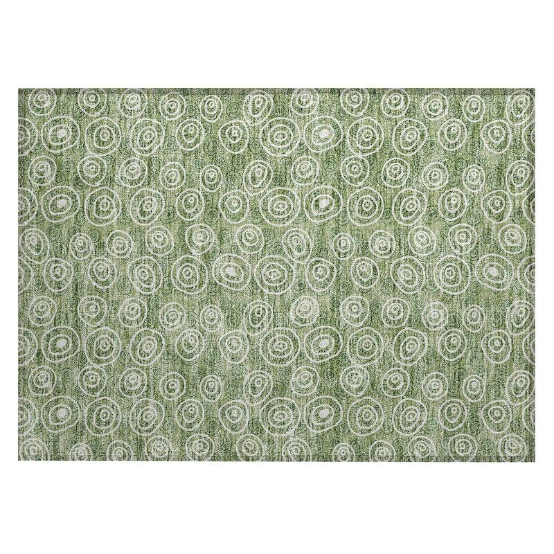 Machine Washable Indoor/ Outdoor Chantille Modern Bubbles Rug