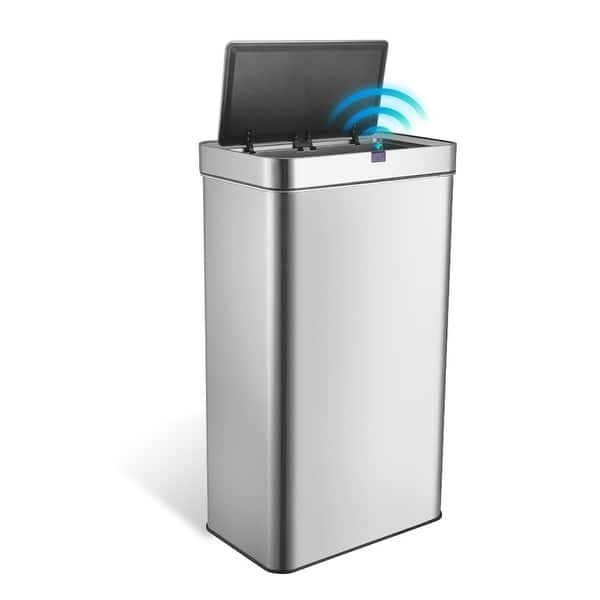 slide 2 of 14, Innovaze 18 Gallon Stainless Steel Motion Sensor Trash Can for Kitchen Rectangular