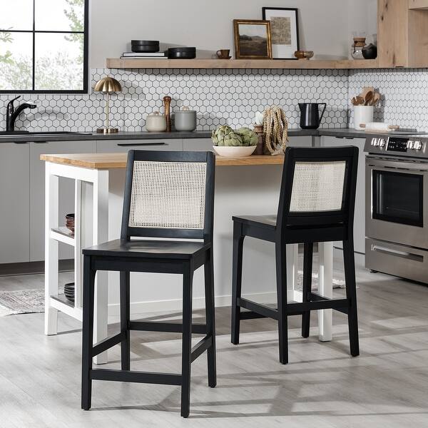 Middlebrook Transitional Counter Stool with Rattan Inset (Set of 2 ...