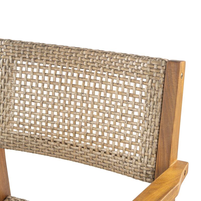 Christopher Knight Home - Coastline Outdoor Acacia Wood 5-Piece Dining Set with Wicker Chairs