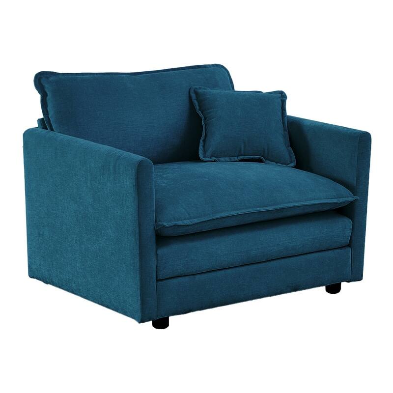 Modern Accent Chair with Ottoman, Living Room Club Chair Chenille Upholstered Armchair , Reading Chair for Bedroom