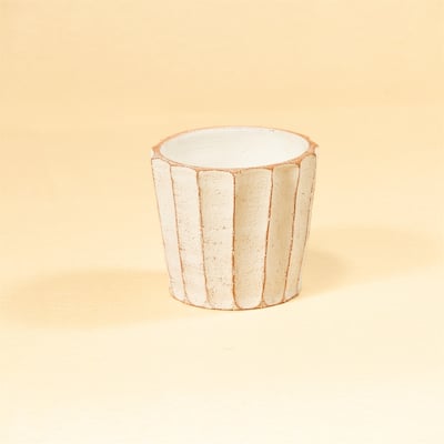 Rustic Fluted Pot White Dia 6"- ST - White - White