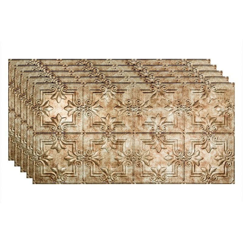 FASÄDE Regalia Decorative Vinyl 2ft x 4ft Glue Up Ceiling Panel in Bermuda Bronze (5 Pack) - 5 Pack - Bermuda Bronze