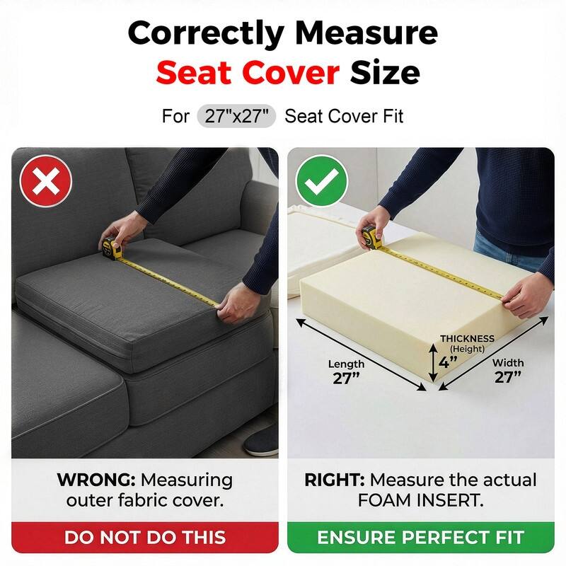 FINCATI 25.6" × 25.6" Outdoor Cushion Cover, Replacement Slipcover for Sofa Cushions, Patio Seat Cover 25.6 Inches (COVER ONLY!)