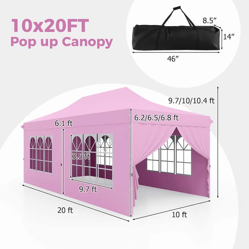 Costway 10 x 20FT Pop up Canopy Outdoor Canopy Tent with 6 Sidewalls - See Details