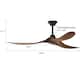 60" Walnut 3-Blades Wood Ceiling Fan with Remote Control - N/A
