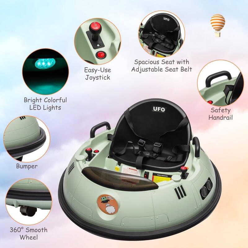 12V Kids Ride On Bumper Car, Electric Toddlers Bumper Car with Remote Control