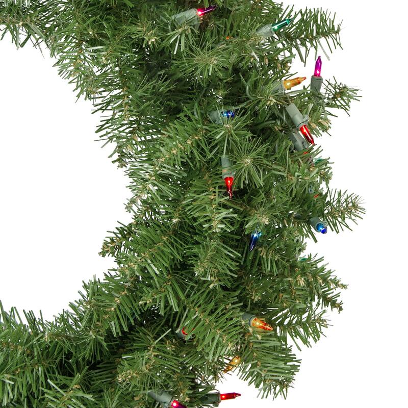 Rockwood Pine Artificial Christmas Wreath, 24-Inch, Multi Lights