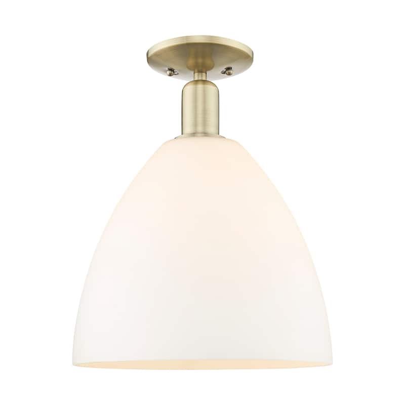 Innovations Lighting 716-1C-15-12 Bristol Semi-Flush Bristol 12" Wide - Antique Brass / Matte White