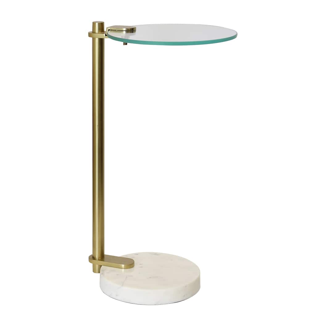 StyleCraft Orion Cone Side Table - Gold & Marble with Glass Top