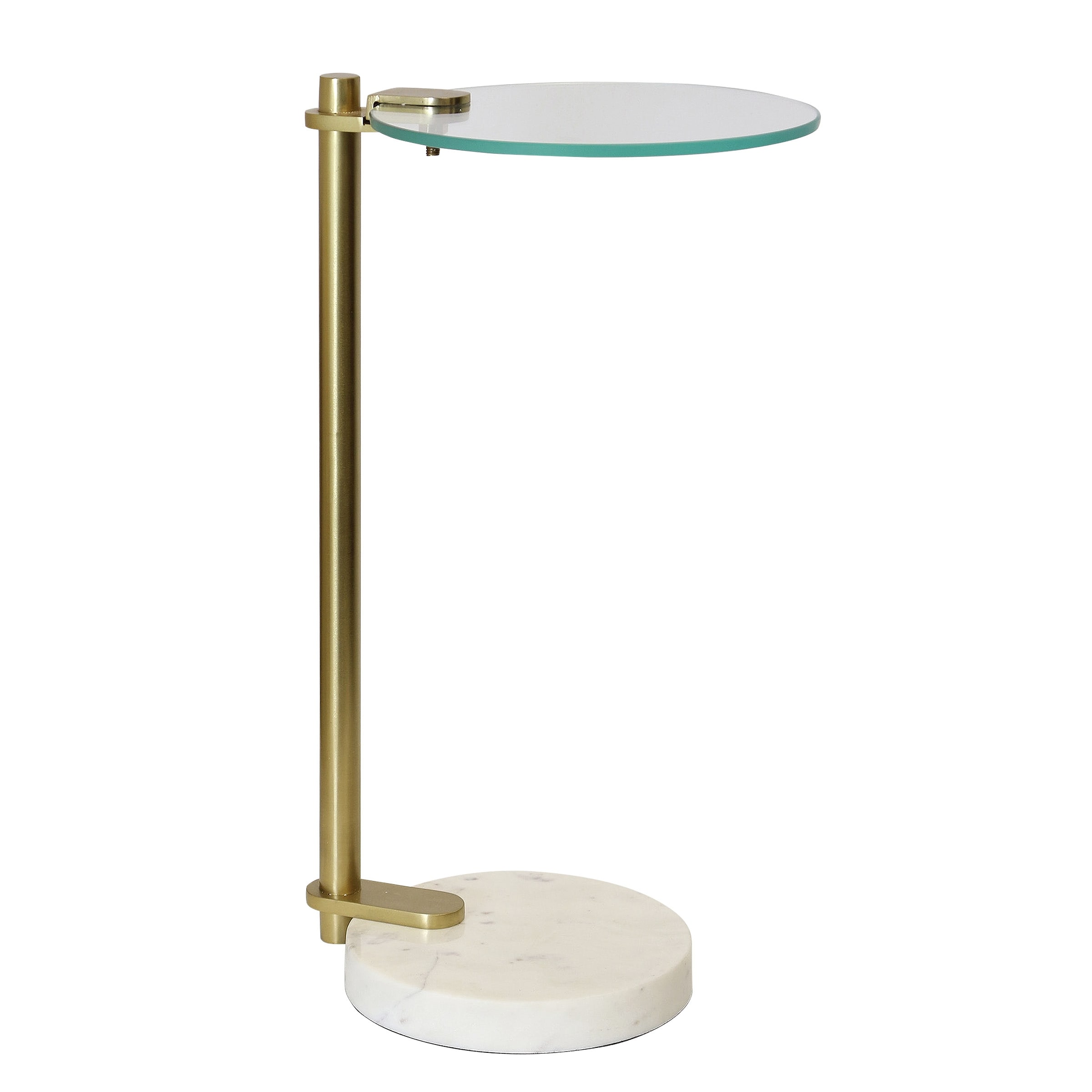 StyleCraft Orion Cone Side Table - Gold & Marble with Glass Top