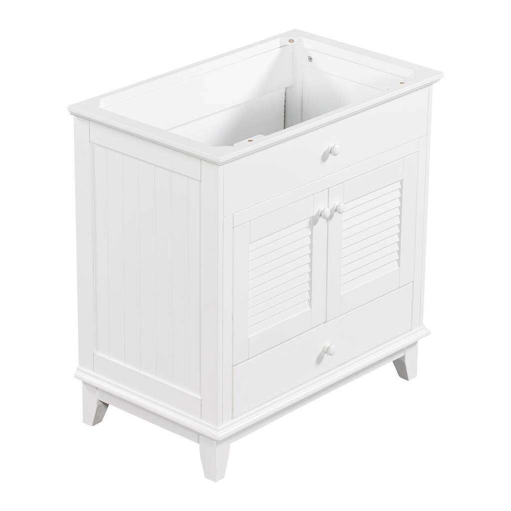 30" Bathroom Vanity Base without Sink,Bathroom Cabinet with Two Doors and One Drawer,White