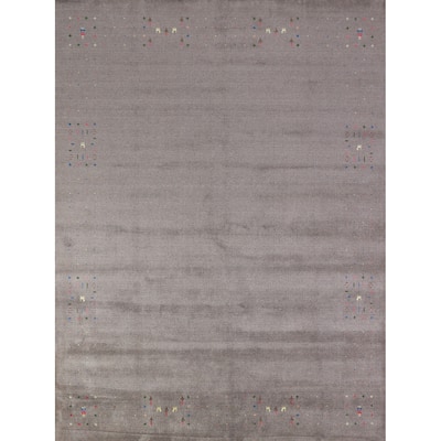 Gray Gabbeh Indian Area Rug Handmade Modern Wool Carpet - 8'5" x 10'1"