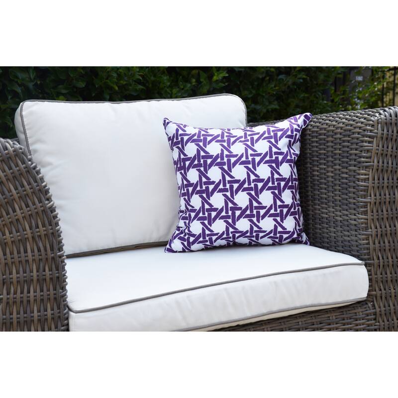 20 x 20 Inch Rattan Geometric Geometric Print Outdoor Pillow