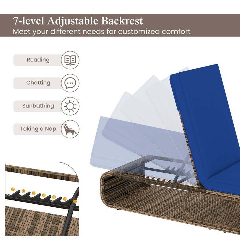 Costway 1/2 PCS Outdoor Chaise Lounge Chair with Adjustable Backrest - See Details