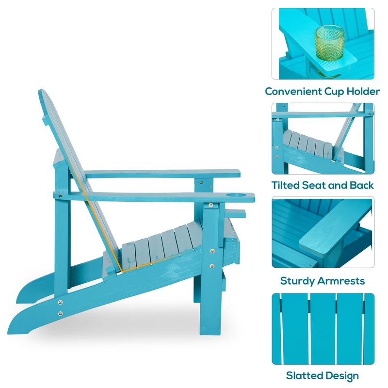 Outsunny Oversized Fir Wood Adirondack Chair with Cup Holder