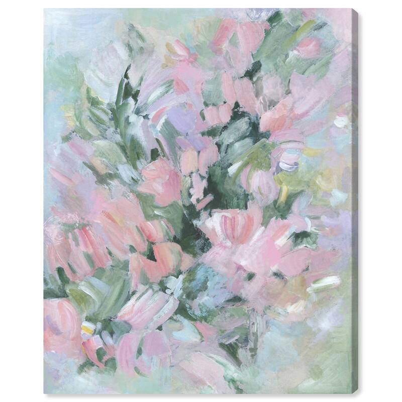 Wynwood Studio Canvas Floral and Botanical Misty flowers Pink and Pastel Pink Modern & Contemporary Wall Art Canvas Print