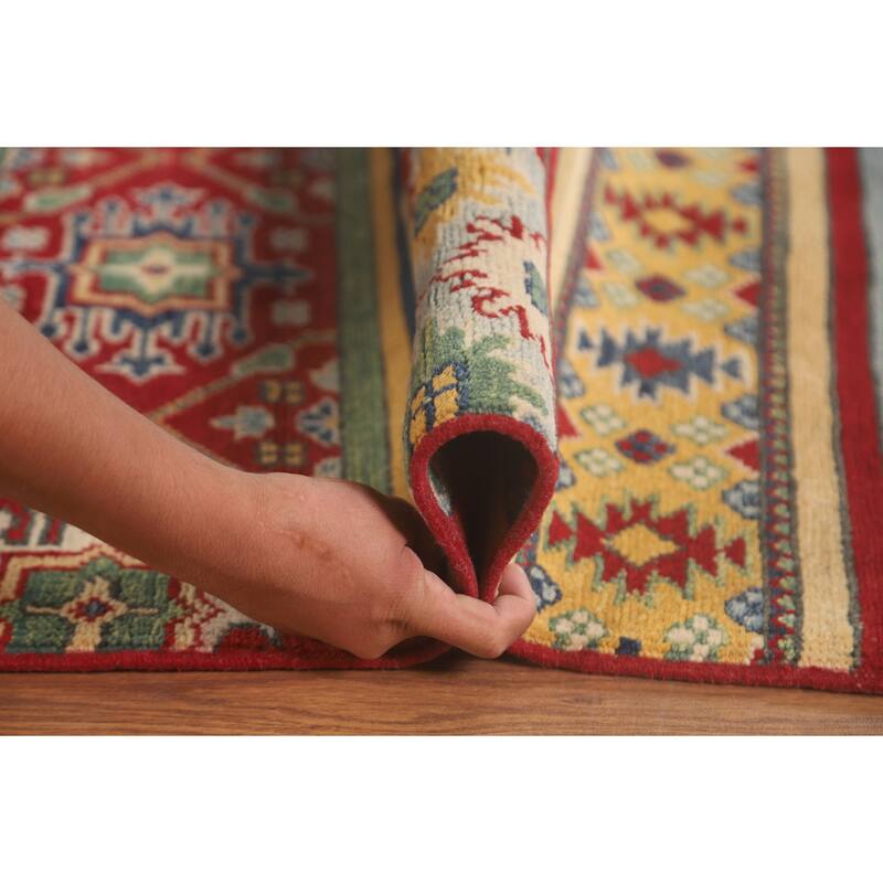 Striped Kazak Area Rug Handmade Wool Carpet - 9'9"x 12'3"