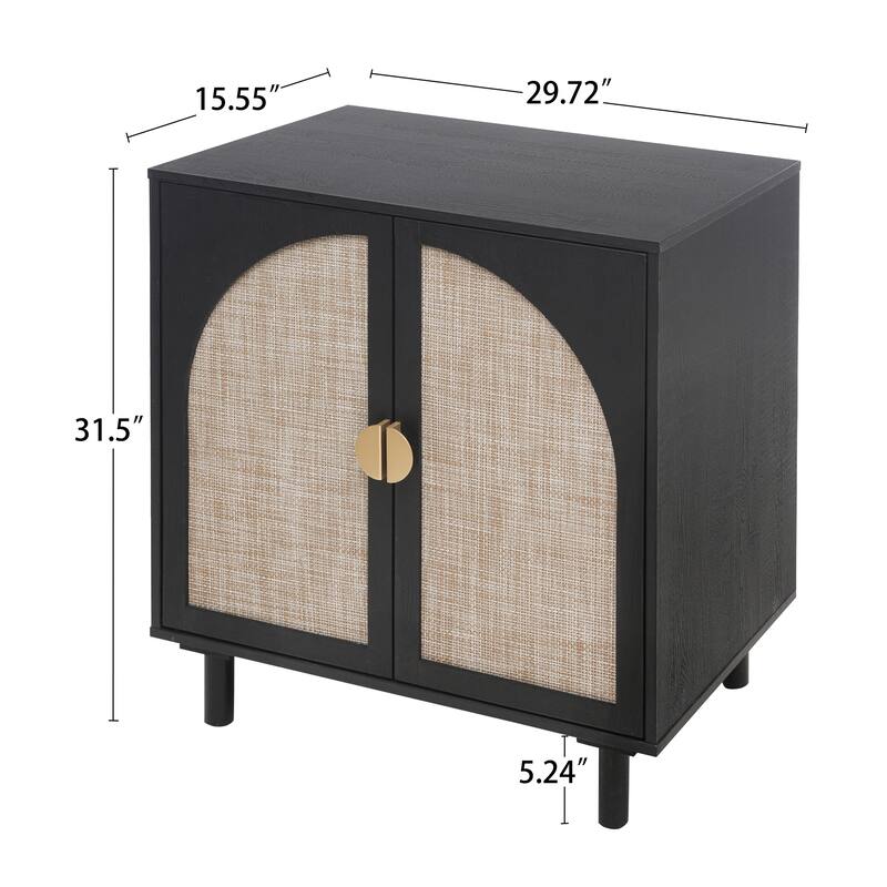 Rattan 2-Door Cabinet - 15.55 x 29.72 x 31.50