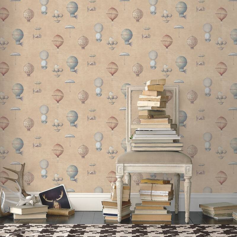 Galerie Wallcoverings Nostalgie Collection Air Ships Balloons Effect Non-woven Metallic Wallpaper Roll