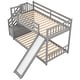 preview thumbnail 9 of 24, Rustic Style Twin over Twin Low Bunk Bed with Convertible Slide,Staircase with Storage Shelf,Sturdy Wood Bed