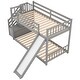 preview thumbnail 9 of 11, Twin over Twin Bunk Bed Wood Guardrail Bed with Convertible Slide and Storage Stairway Kids Teens