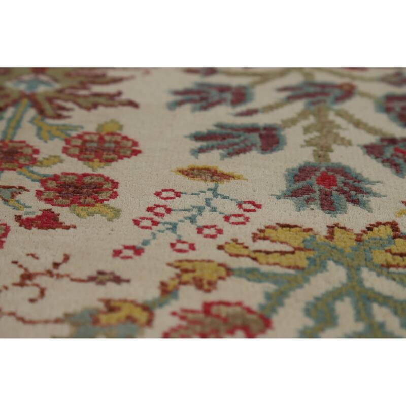 Hand Knotted Oriental 100% Wool Carpet Traditional All-Over Beige & Ivories Ziegler Area Rug - 7' 7'' X 5' 7''