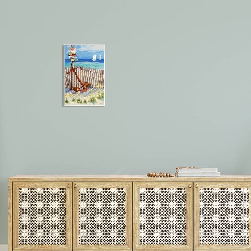 Stupell Anchor Leaning Beach Directions Sign Wall Plaque Art by Paul Brent